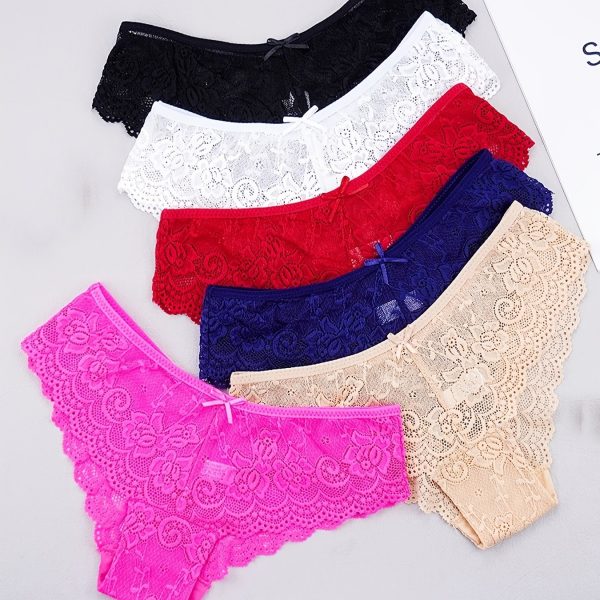 عبوة من 6 سراويل داخلية نسائية من الدانتيل بخصر منخفض