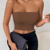 Sexy Bodycon Crop Tube Top, Solid Stretchy Tube Top, Casual Every Day Tops, Women's Clothing