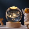 1pc USB Cable 3D Moon/Sky Crystal Ball, Wooden Base Crystal Ball, Creative Crystal Ball Night Lamp, Desktop Decor, Christmas Gift