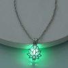 Hollow Lotus Bloom Pendant Necklace Glowing In The Dark Can Open Flower Theme Pendant Neck Chain For Women Winter Clothes Accessories For Music Festival
