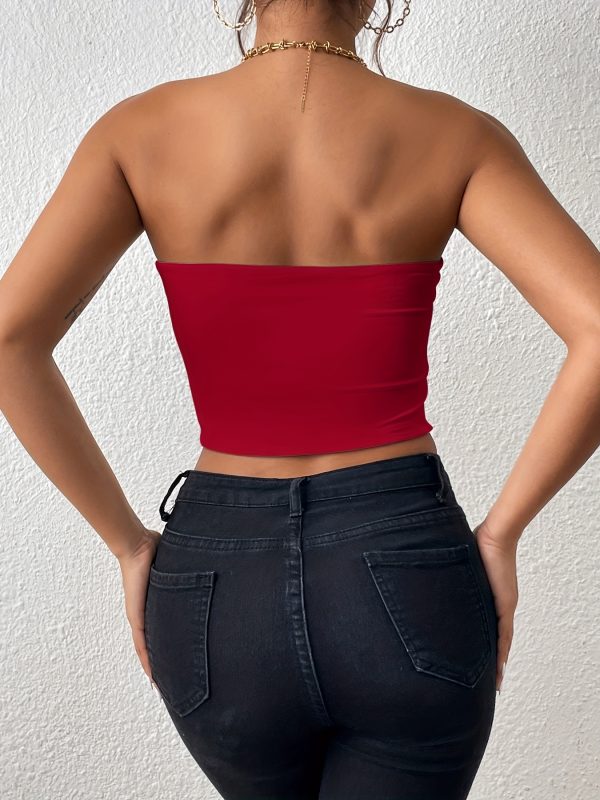 Sexy Bodycon Crop Tube Top, Solid Stretchy Tube Top, Casual Every Day Tops, Women's Clothing