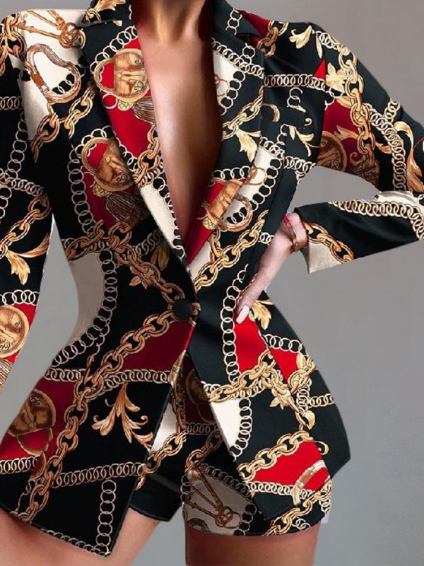 طقم نسائي طقم مكياج عصري مكون من قطعتين من السترة