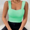 Women's Basic Solid Crop Tank Top, Casual Stretchy Sleeveless Tank Top, Casual Every Day Tops, Women's Clothing
