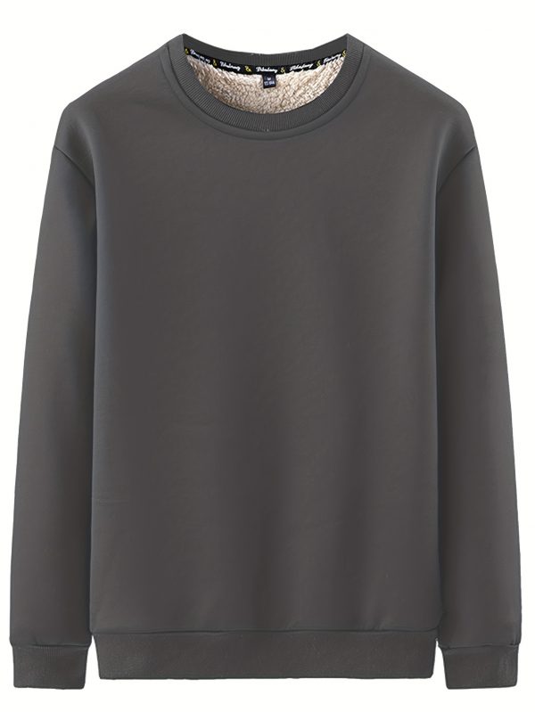 سويت شيرت كاجوال للرجال برقبة دائرية، لون سادة عصري، للخريف والشتاء