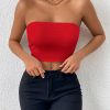 Sexy Bodycon Crop Tube Top, Solid Stretchy Tube Top, Casual Every Day Tops, Women's Clothing