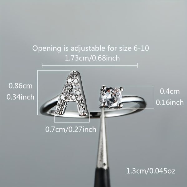 [Silvery Couple Ring] Silvery AZ Letter Ring Initials | Popular Fashion Wedding Love Couple Rings Bridesmaid Gift