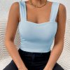 Women's Basic Solid Crop Tank Top, Casual Stretchy Sleeveless Tank Top, Casual Every Day Tops, Women's Clothing