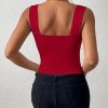 Women's Basic Solid Crop Tank Top, Casual Stretchy Sleeveless Tank Top, Casual Every Day Tops, Women's Clothing