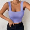 Women's Basic Solid Crop Tank Top, Casual Stretchy Sleeveless Tank Top, Casual Every Day Tops, Women's Clothing