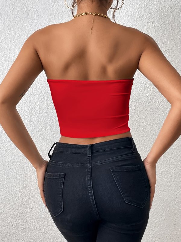 Sexy Bodycon Crop Tube Top, Solid Stretchy Tube Top, Casual Every Day Tops, Women's Clothing