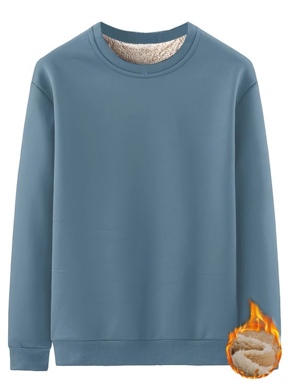 سويت شيرت كاجوال للرجال برقبة دائرية، لون سادة عصري، للخريف والشتاء