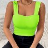 Women's Basic Solid Crop Tank Top, Casual Stretchy Sleeveless Tank Top, Casual Every Day Tops, Women's Clothing