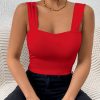 Women's Basic Solid Crop Tank Top, Casual Stretchy Sleeveless Tank Top, Casual Every Day Tops, Women's Clothing