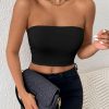 Sexy Bodycon Crop Tube Top, Solid Stretchy Tube Top, Casual Every Day Tops, Women's Clothing