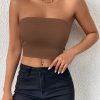 Sexy Bodycon Crop Tube Top, Solid Stretchy Tube Top, Casual Every Day Tops, Women's Clothing