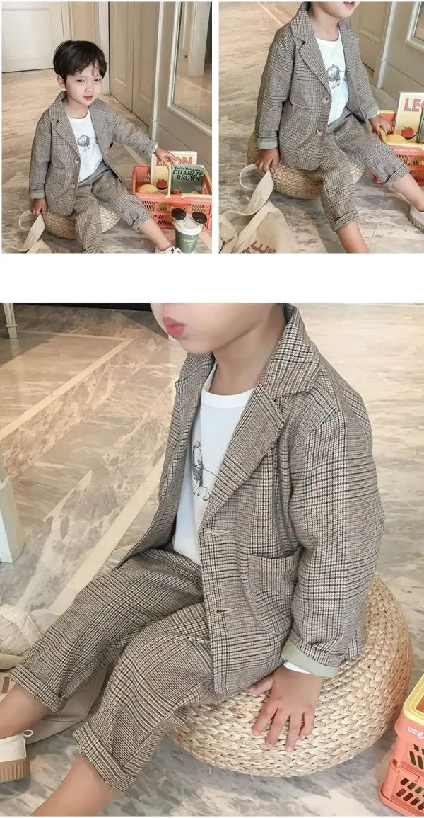 بدلة فتيان للأطفال للربيع والخريف، بدلة أطفال، ملابس 2025 الجديدة للأطفال، قمصان وبناطيل كاجوال، طقم من قطعتين للملابس الرسمية