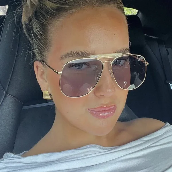 النظارات الشمسية فائقة السخونة 77200 موضة 2024 نظارات شمسية مربعة الشكل ذات جسور مزدوجة متدرجة معدنية مسطحة