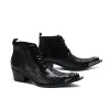 NA258 Black Leather Ankle Metal Head Boots Lace up 2022 New Men Pointed Toe Wedding Shoes Men Booties Shoes Men Big Size