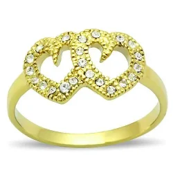 AJ TK1398 Clear Crystal Fashion Ring Top Grade Stainless Steel with IP Gold (Ion Plating) in Premium Quality
