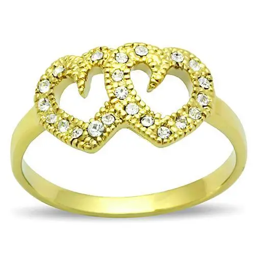 AJ TK1398 Clear Crystal Fashion Ring Top Grade Stainless Steel with IP Gold (Ion Plating) in Premium Quality