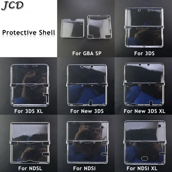 JCD البلاستيك واضح كريستال واقية هارد شل غطاء حماية الجلد ل GBA SP NDSL DSI NDSi XL 3DS XL جديد 3DS XL LL وحدة التحكم