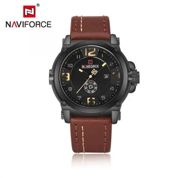 New Fashion Mens Watches Naviforce 9099 Sport Quartz Men Watch Relogio Masculino Leather Waterproof Male Wristwatches