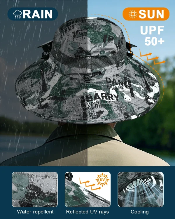 Free Shipping Sunscreen Outdoor Work Fishing Cap Dual Cooling Solar Panel Fans Bucket Hat Solar Powered Fan Hat