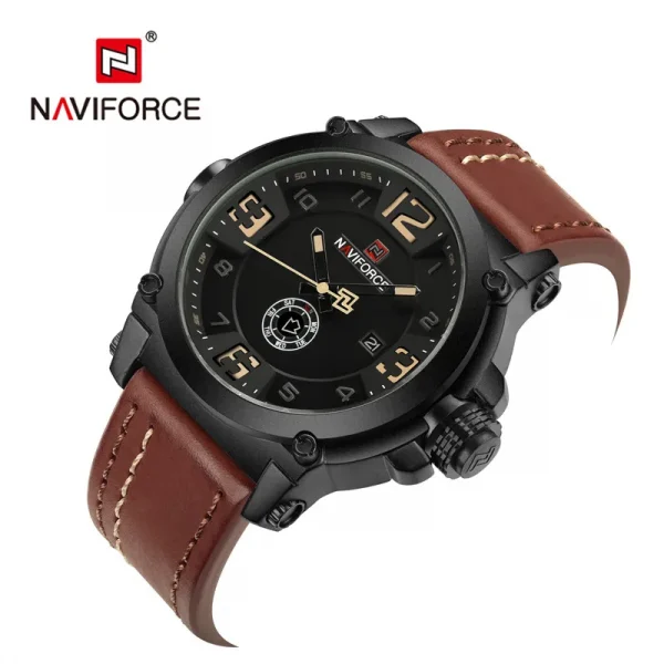 New Fashion Mens Watches Naviforce 9099 Sport Quartz Men Watch Relogio Masculino Leather Waterproof Male Wristwatches