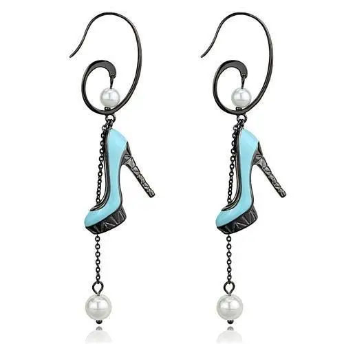 AJ TK2721-IP Light Black (IP Gun) Stainless Steel Earrings with Synthetic Pearl White Pearl Jewelry