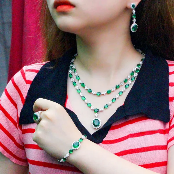 4 قطعة حجر زركونيا مكعب أخضر أفريقي فاخر متعدد الطبقات كبير