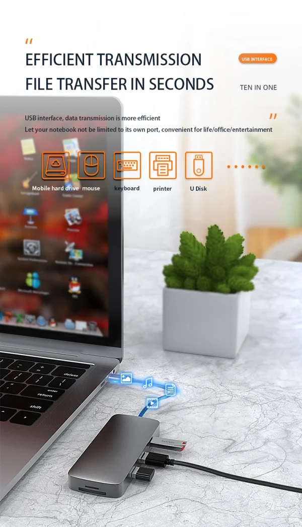 USB C HUB نوع C الفاصل إلى HDMI-4K محطة إرساء محول الكمبيوتر المحمول مع PD SD TF RJ45 Thunderbolt 3 لماك بوك اير M1 باد برو