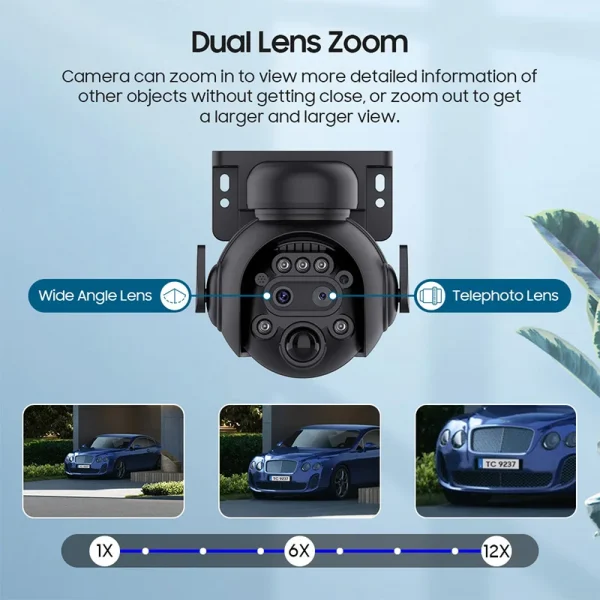 Wistino HD 6MP كاميرا الصيد الشمسية في الهواء الطلق مقاوم للماء 12x التكبير تتبع 4g بطاقة Sim كاميرا تلفزيونات الدوائر المغلقة