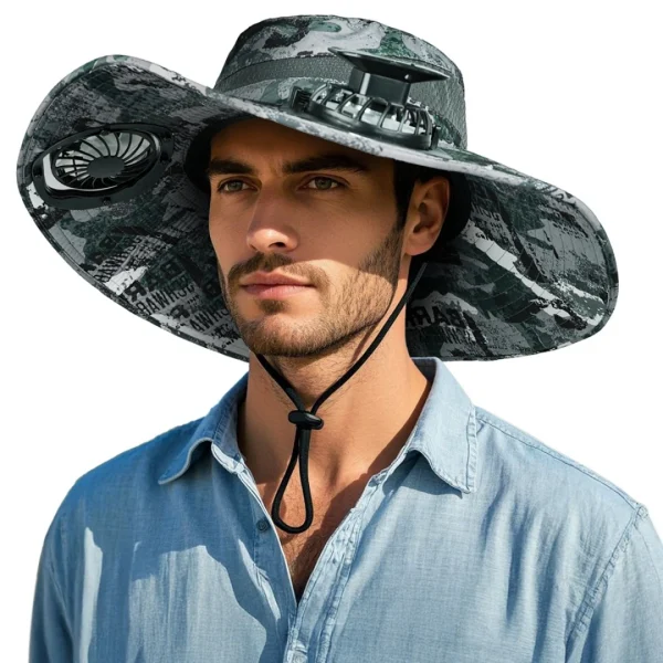 Free Shipping Sunscreen Outdoor Work Fishing Cap Dual Cooling Solar Panel Fans Bucket Hat Solar Powered Fan Hat