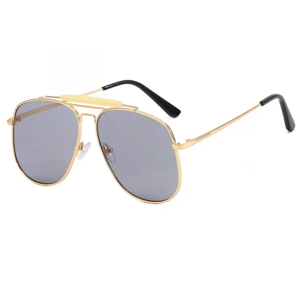 النظارات الشمسية فائقة السخونة 77200 موضة 2024 نظارات شمسية مربعة الشكل ذات جسور مزدوجة متدرجة معدنية مسطحة