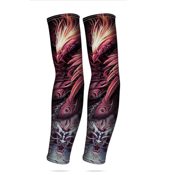 REXCHI HB15 Tattoo Printed Sleeves Summer Ice Silk Fabric Breathable Fast Dry Anti Ultraviolet Cooling Tatoo Arm Sleeves Men