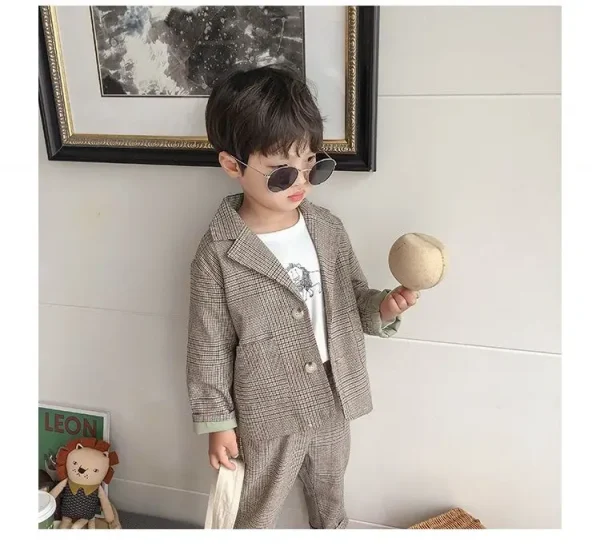 بدلة فتيان للأطفال للربيع والخريف، بدلة أطفال، ملابس 2025 الجديدة للأطفال، قمصان وبناطيل كاجوال، طقم من قطعتين للملابس الرسمية