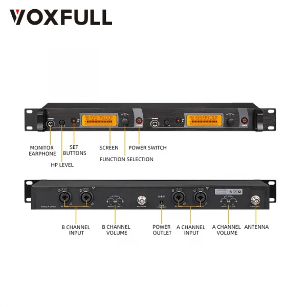 Voxfull DM2000 Professional Wireless In-Ear Monitor System 2-Channel Stage Equipment for Performers