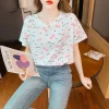 تي شيرت نسائي فلبيني بأكمام قصيرة وتصميم فضفاض للنساء وياقة مستديرة وملابس نسائية متعددة الاستخدامات للبيع بالجملة