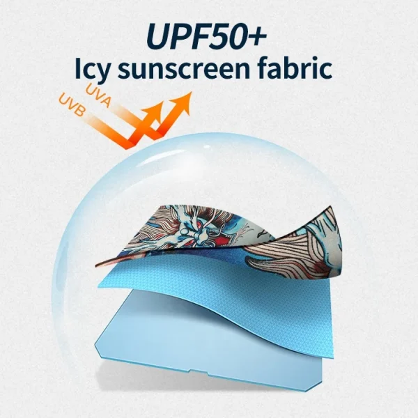 REXCHI HB15 Tattoo Printed Sleeves Summer Ice Silk Fabric Breathable Fast Dry Anti Ultraviolet Cooling Tatoo Arm Sleeves Men