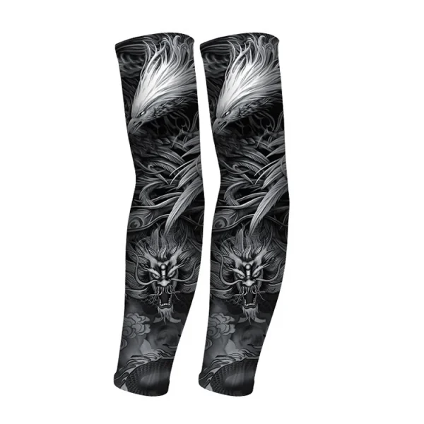 REXCHI HB15 Tattoo Printed Sleeves Summer Ice Silk Fabric Breathable Fast Dry Anti Ultraviolet Cooling Tatoo Arm Sleeves Men