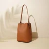 Fashion 100 % Genuine Real Top Grain Leather Bag No Brand Real Cowhide Handbags Women Pure Leather Hand Bags for Ladies Solid