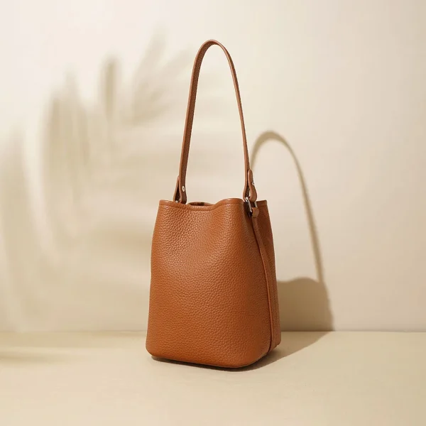 Fashion 100 % Genuine Real Top Grain Leather Bag No Brand Real Cowhide Handbags Women Pure Leather Hand Bags for Ladies Solid