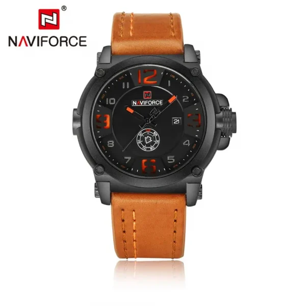 New Fashion Mens Watches Naviforce 9099 Sport Quartz Men Watch Relogio Masculino Leather Waterproof Male Wristwatches