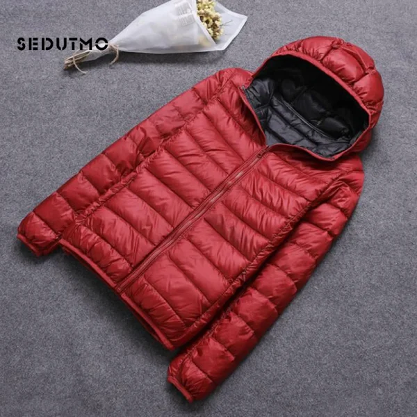 معطف زنجي ريش البط الشتوي SEDUTMO مع غطاء رأس قابل للارتداء من الجانبين، معطف فائق الخفة، معطف مبطن للربيع ED616