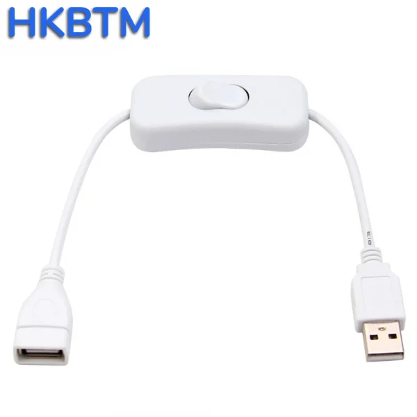 HKBTM 28 سم كابل USB مع مفتاح تشغيل/إيقاف تمديد الكابلات تبديل لمصباح USB مروحة USB خط إمداد الطاقة محول متين رائج البيع