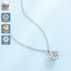 2 Carat 1Ct Real Moissanite Stone 14K White Gold Plated S925 Sterling Silver Chain Moissanite Diamond Pendant Necklace for Women