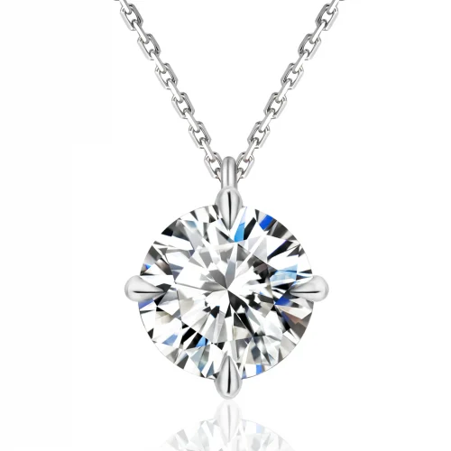 2 Carat 1Ct Real Moissanite Stone 14K White Gold Plated S925 Sterling Silver Chain Moissanite Diamond Pendant Necklace for Women