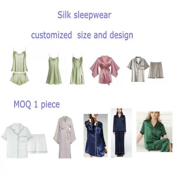 قميص من الساتان الحريري الخالص وسروال قصير مكشكش بطول الركبة، ملابس نوم بخصر مطاطي لفصلي الربيع والصيف