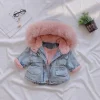 Baby Girls Clothes Winter Jackets Plus Velvet Thicken Warm Toddler Cowboy Outerwear Infant Girls Clothing 2-6 Y Denim Coat