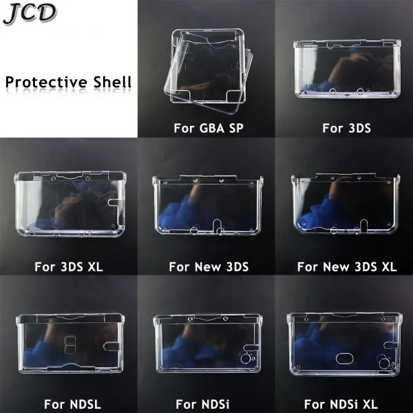 JCD البلاستيك واضح كريستال واقية هارد شل غطاء حماية الجلد ل GBA SP NDSL DSI NDSi XL 3DS XL جديد 3DS XL LL وحدة التحكم